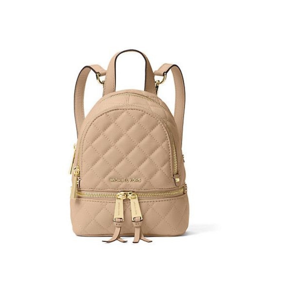 michael kors quilted beige mini backpack bag